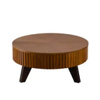 Table basse ronde ModernLuxe rétro avec rangement dissimulé, table d'appoint de salon en bois de style Mid-Century