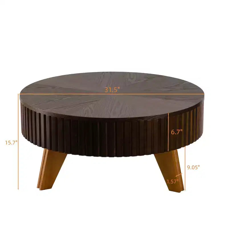 Table basse ronde ModernLuxe rétro avec rangement dissimulé, table d'appoint de salon en bois de style Mid-Century