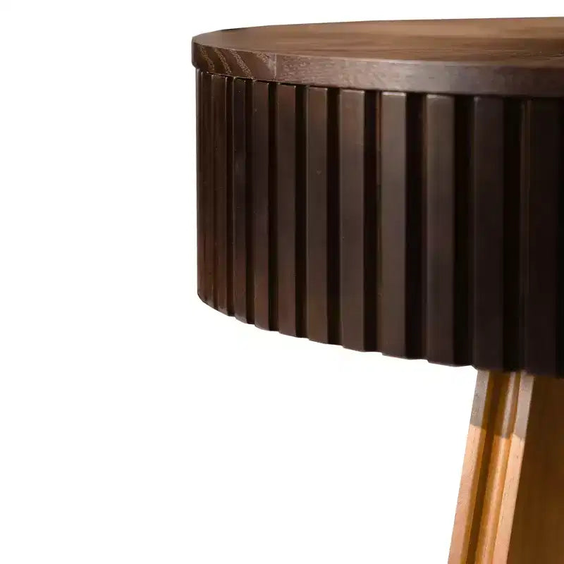 Table basse ronde ModernLuxe rétro avec rangement dissimulé, table d'appoint de salon en bois de style Mid-Century