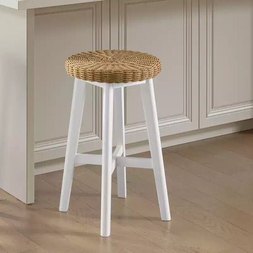 Alaterre Furniture 24in Round Bar Stool, White