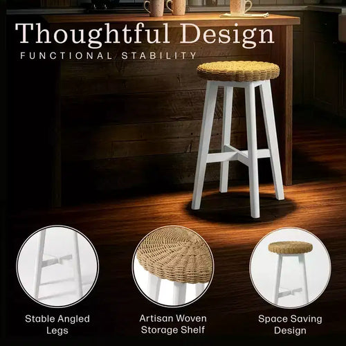 Tabouret de bar rond Alaterre Furniture 24 po, blanc