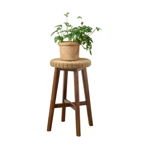 Alaterre Furniture 24in Round Bar Stool, Chestnut