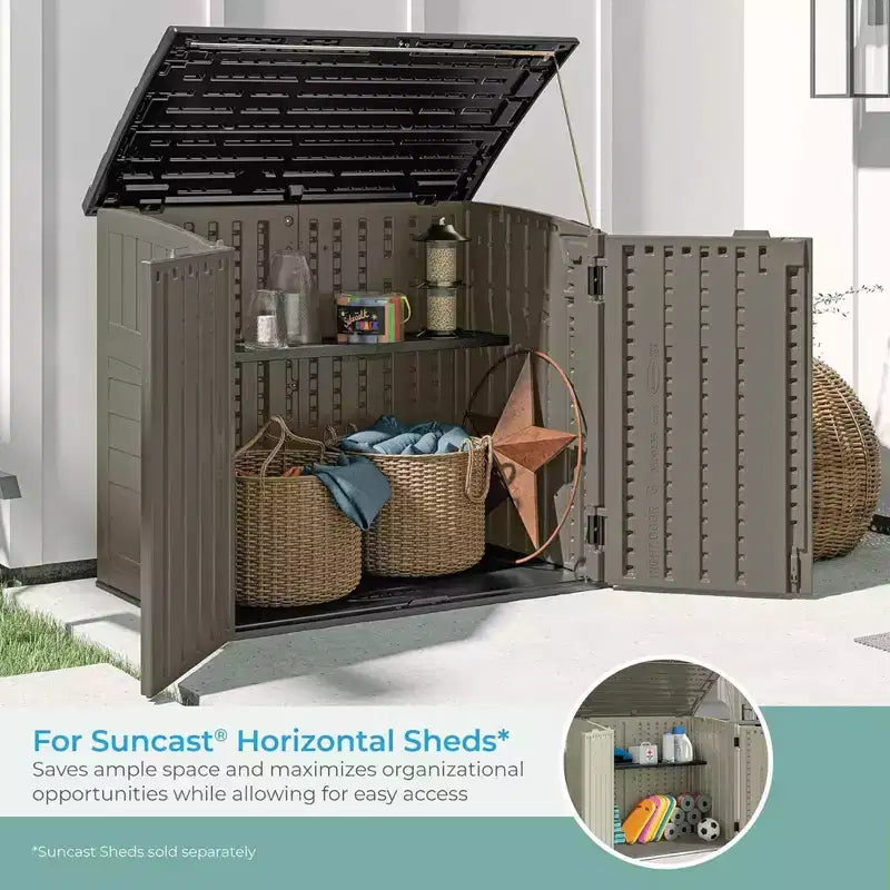 Suncast Lot de 3 étagères horizontales pour abri de jardin, gain de place, rangement mural extérieur, noir