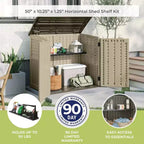 Suncast Lot de 3 étagères horizontales pour abri de jardin, gain de place, rangement mural extérieur, noir