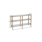 HomeRoots 49 Table console étagère de sol en verre transparent et or avec rangement