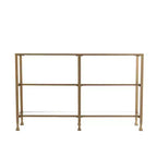 HomeRoots 49 Table console étagère de sol en verre transparent et or avec rangement