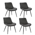 Mid Century Modern Dining Chairs Set of 4/6, Faux Leather Upholstered Kitchen & Dining Room Chairs with Backrest and Metal Legs, for Guest Reception