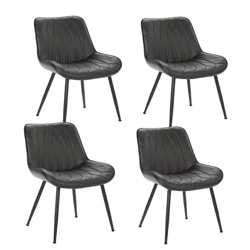 Mid Century Modern Dining Chairs Set of 4/6, Faux Leather Upholstered Kitchen & Dining Room Chairs with Backrest and Metal Legs, for Guest Reception