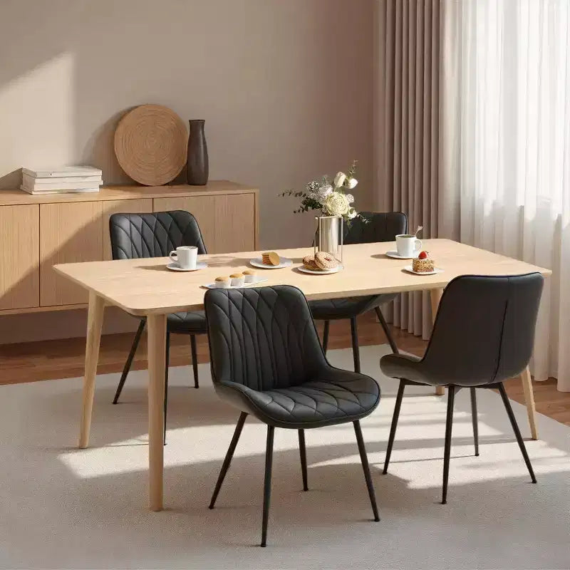 Lot de 4/6 chaises de salle à manger modernes du milieu du siècle, chaises de cuisine et de salle à manger rembourrées en similicuir avec dossier et pieds en métal, pour la réception d'invités