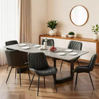 Lot de 4/6 chaises de salle à manger modernes du milieu du siècle, chaises de cuisine et de salle à manger rembourrées en similicuir avec dossier et pieds en métal, pour la réception d'invités