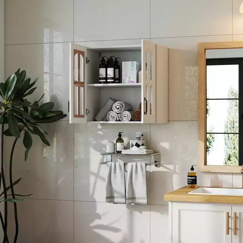 GDFStudio Joyce - Armoire murale moderne de 23,6 po avec 2 portes en verre