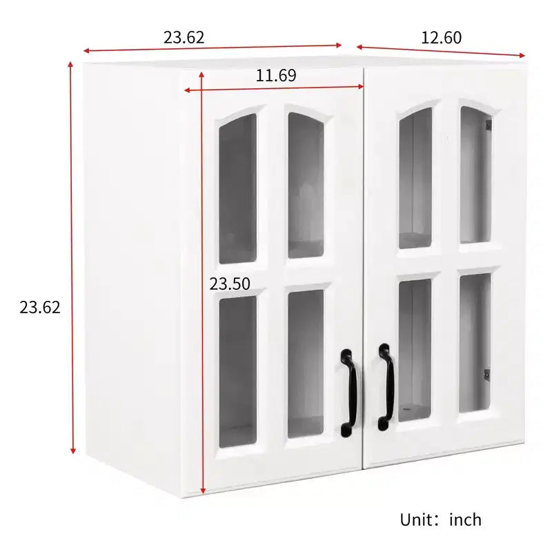 GDFStudio Joyce - Armoire murale moderne de 23,6 po avec 2 portes en verre