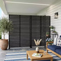 MAYEERTY Classic Louvered Black HDPE Room Divider, 72x47x16, 6-Piece Weather Resistant Outdoor Screen