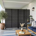 MAYEERTY Classic Louvered Black HDPE Room Divider, 72x47x16, 6-Piece Weather Resistant Outdoor Screen
