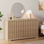 Commode cannelée moderne pour chambre à coucher, commode en bois, organiseur de rangement sans poignées avec tiroirs profonds pour vêtements pour salon et couloir
