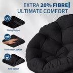 37 Fauteuil Papasan ergonomique en osier avec coussin en tissu doux ultra-épais, cadre en acier robuste, base pivotante à 360° pour bureau à domicile