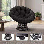 37 Fauteuil Papasan ergonomique en osier avec coussin en tissu doux ultra-épais, cadre en acier robuste, base pivotante à 360° pour bureau à domicile