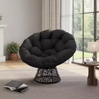 37 Fauteuil Papasan ergonomique en osier avec coussin en tissu doux ultra-épais, cadre en acier robuste, base pivotante à 360° pour bureau à domicile