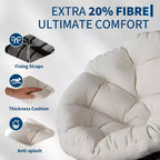 37 Fauteuil Papasan ergonomique en osier avec coussin en tissu doux ultra-épais, cadre en acier robuste, base pivotante à 360° pour bureau à domicile