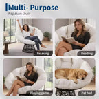 37 Fauteuil Papasan ergonomique en osier avec coussin en tissu doux ultra-épais, cadre en acier robuste, base pivotante à 360° pour bureau à domicile