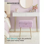 SONGMICS Tabouret de Coiffeuse avec Rangement, Tabouret de Maquillage, Repose-Pieds Ottoman, Pieds en Métal, Pieds Réglables