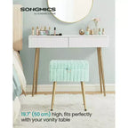 SONGMICS Tabouret de Coiffeuse avec Rangement, Tabouret de Maquillage, Repose-Pieds Ottoman, Pieds en Métal, Pieds Réglables