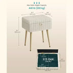 SONGMICS Tabouret de Coiffeuse avec Rangement, Tabouret de Maquillage, Repose-Pieds Ottoman, Pieds en Métal, Pieds Réglables