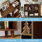 Étagère à 6 casiers – Meuble de rangement bas en bois à 2 niveaux, marron rétro, pour bureau/salon