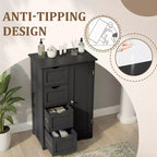 Meuble de rangement de salle de bain noir avec 4 tiroirs et 1 porte