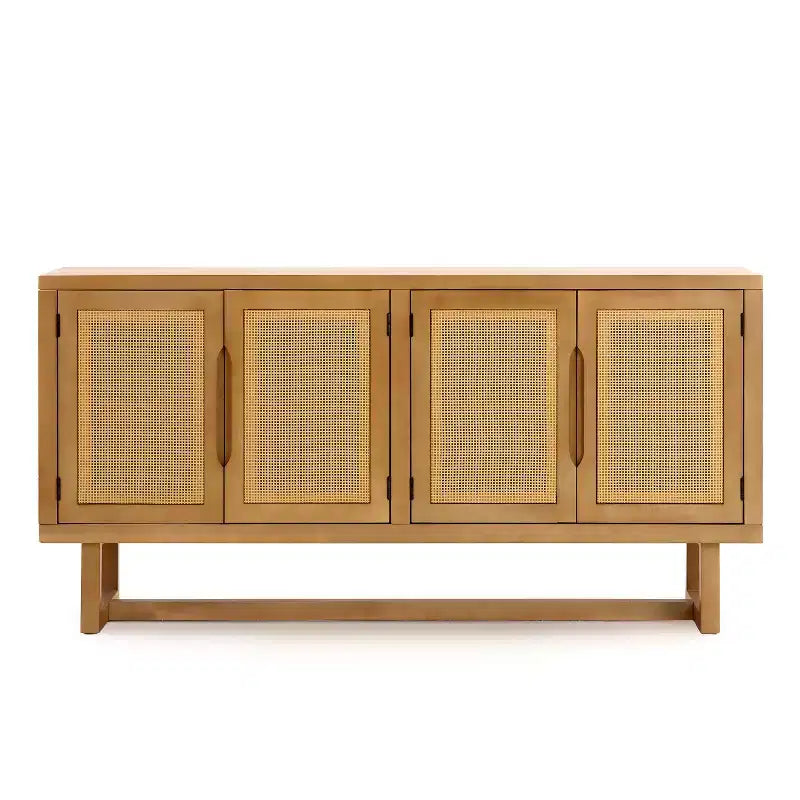 Buffet Christopher Knight Home Larkspur moderne à 4 portes en bois d'acacia et rotin