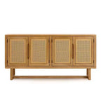 Buffet Christopher Knight Home Larkspur moderne à 4 portes en bois d'acacia et rotin