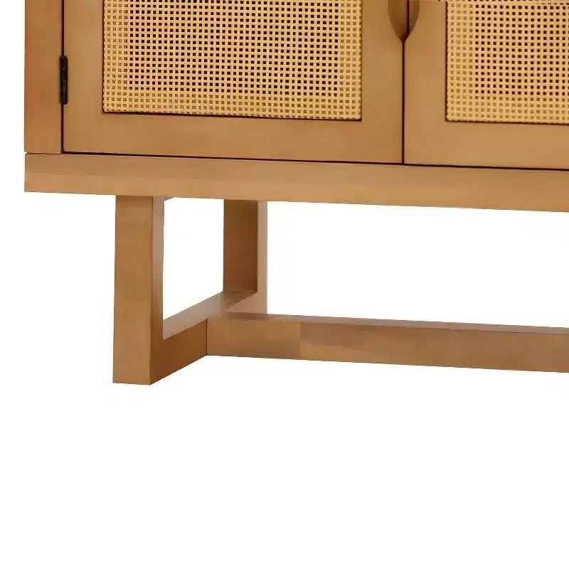 Buffet Christopher Knight Home Larkspur moderne à 4 portes en bois d'acacia et rotin