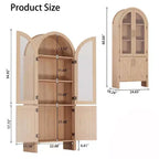 Coolmee 60 Meuble de Rangement de Cuisine, Grand Buffet Vaisselier avec 4 Portes Vitrées, Organisateur Autonome à 4 Niveaux pour Salle de Bain, Entrée