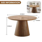47 Table de salle à manger ronde à pied central moderne pour 4 personnes, table de cuisine multifonctionnelle, table basse ou table d'appoint avec base à lattes - Panipeachy