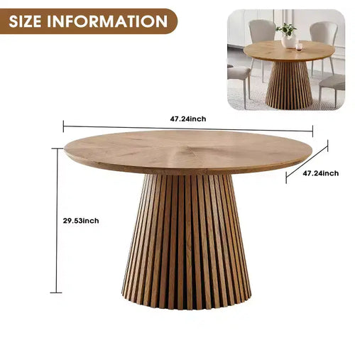 47 Table de salle à manger ronde à pied central moderne pour 4 personnes, table de cuisine multifonctionnelle, table basse ou table d'appoint avec base à lattes - Panipeachy