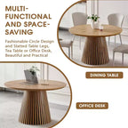 47 Table de salle à manger ronde à pied central moderne pour 4 personnes, table de cuisine multifonctionnelle, table basse ou table d'appoint avec base à lattes - Panipeachy
