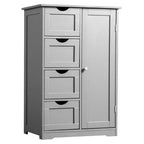 Meuble de rangement de salle de bain gris avec 4 tiroirs et 1 porte