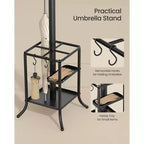 SONGMICS Portemanteau sur pied avec porte-parapluie, Portemanteau en métal avec 12 crochets, pour entrée, couloir, salon, chambre, noir encre