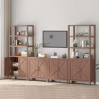 Bibliothèque à 5 niveaux, Buffet haut de 180 cm, Étagère en bois avec étagères réglables, Bibliothèque de style campagnard, Convient pour le salon, la chambre, le bureau à domicile