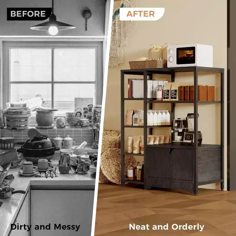 Mini-bar à café – Étagère d'angle autoportante à 32 étagères et buffet avec portes, meuble de rangement à cadre métallique pour cuisine, bureau