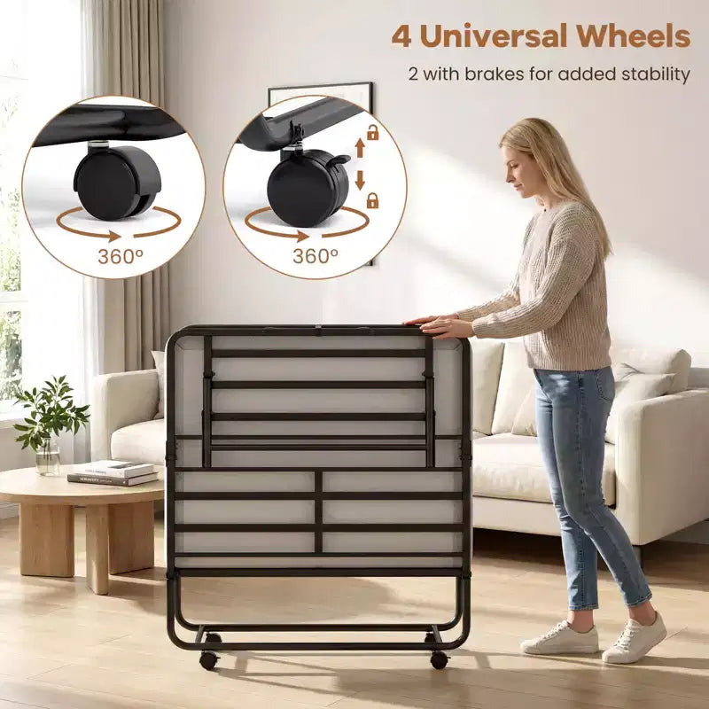 Lit pliant double Costway avec matelas de 5 pouces, matelas en mousse à mémoire de forme et cadre à lattes métalliques