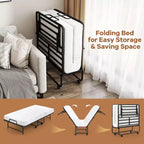 Lit pliant double Costway avec matelas de 5 pouces, matelas en mousse à mémoire de forme et cadre à lattes métalliques