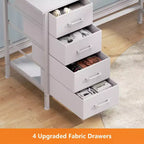 Bureau d'angle en forme de L Qwatto de 150 cm blanc avec station de charge, bureau de jeu pour deux personnes, 4 tiroirs, 2 supports d'écran, poste de travail de bureau à domicile.