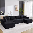 Canapé sectionnel moderne modulaire en forme de U Cloud de 130 pouces avec 2 méridiennes, canapé profond 4 places en velours côtelé avec oreillers pour le salon