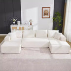 Canapé sectionnel moderne modulaire en forme de U Cloud de 130 pouces avec 2 méridiennes, canapé profond 4 places en velours côtelé avec oreillers pour le salon