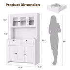 Armoire de cuisine haute de 66 po avec lumières DEL et station de recharge, armoire de rangement de cuisine, buffet de cuisine, bar à café avec tiroirs de rangement