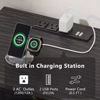 Meuble TV noir de 55 pouces avec station de charge, lumières LED, centre de divertissement pour TV jusqu'à 60 pouces, étagères de rangement pour console multimédia, salon, chambre à coucher