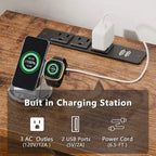 Meuble TV marron de 55 pouces avec station de charge, lumières LED, centre de divertissement pour téléviseurs jusqu'à 60 pouces, étagères de rangement pour salon et chambre à coucher
