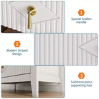 Commode à 5 tiroirs cannelés de 42,9 po de haut, commode en bois au design moderne ondulé avec poignées métalliques pour chambre et à coucher et salon