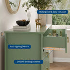 Commode à 5 tiroirs cannelés de 42,9 po de haut, commode en bois au design moderne ondulé avec poignées métalliques pour chambre et à coucher et salon